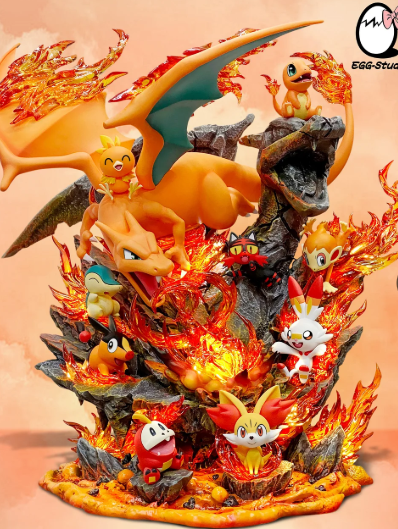 Pokémon Fire Family Barrel Valley Charizard Estatua de resina