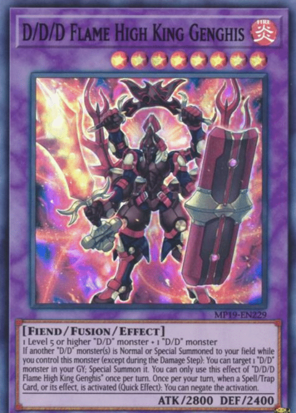 D/D/D Flame High King Genghis - MP19-EN229  - 2019 Gold Sarcophagus Tin  Mega Pack (MP19)