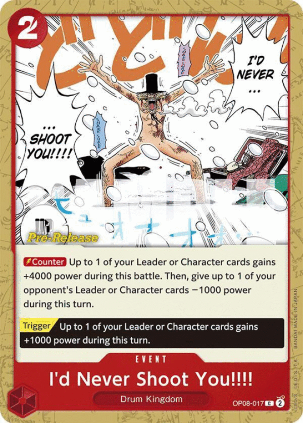 I'd Never Shoot You!!!! - Two Legends Pre-Release Cards (OP08 PRE)